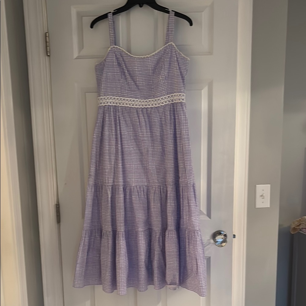 Lilly Pulitzer Purple Gingham Sundress with Lace Detail